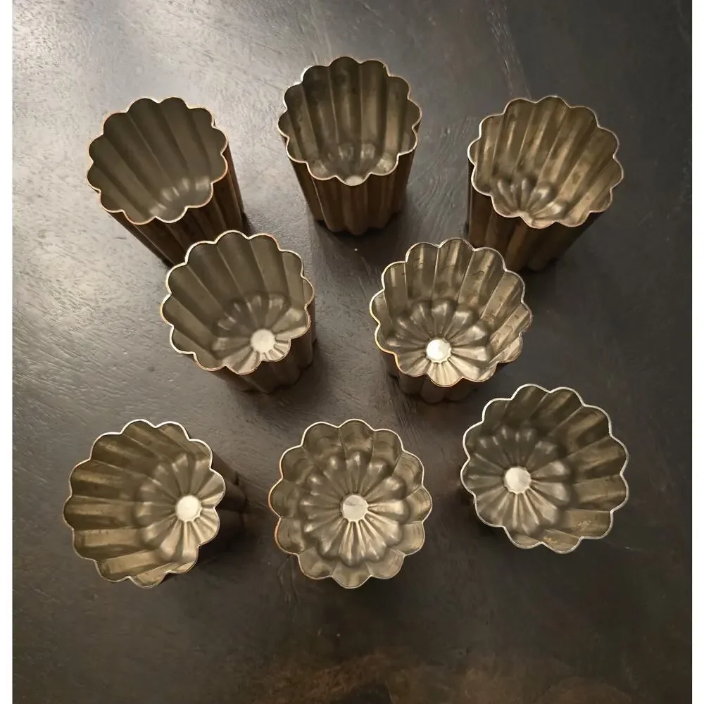 Set 8 Solid Copper French Canelé Molds 67g Professional Grade - Tin Lined 2-1/8”